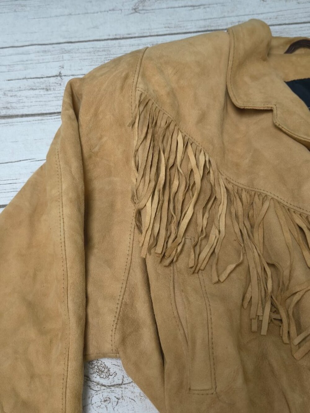 Vintage Daniel Marcus Tan Suede Fringe Crop Western Jacket Womens Medium Canada - Picture 4 of 12